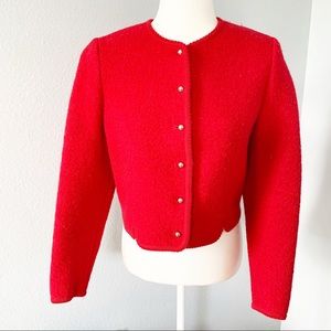 Vintage 80’s Structured Red Wool Cropped Blazer 6